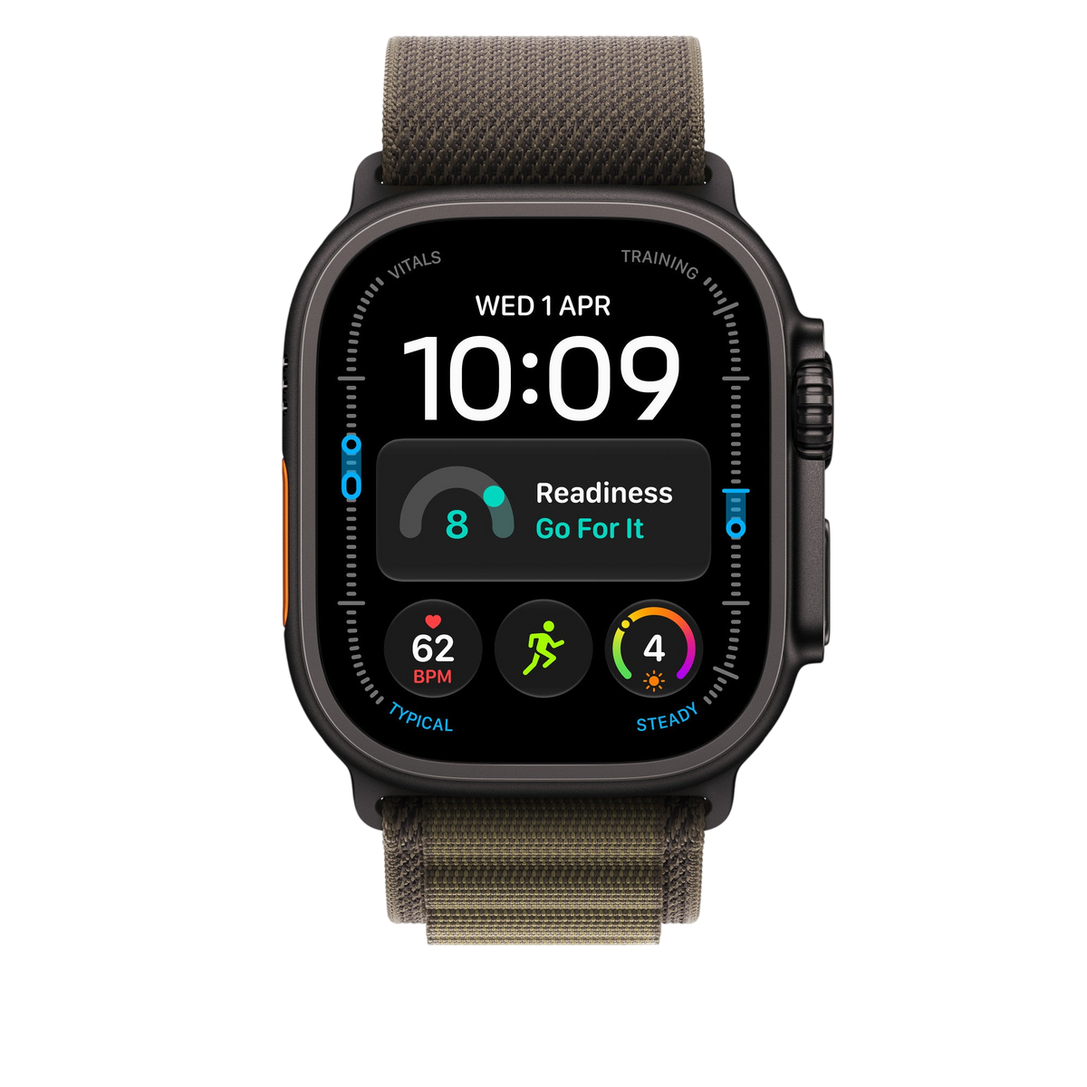 Apple Watch Ultra Alpine Loop (49mm) - Dark Olive (Black Titanium) - alternate view 2 #color_dark-olive