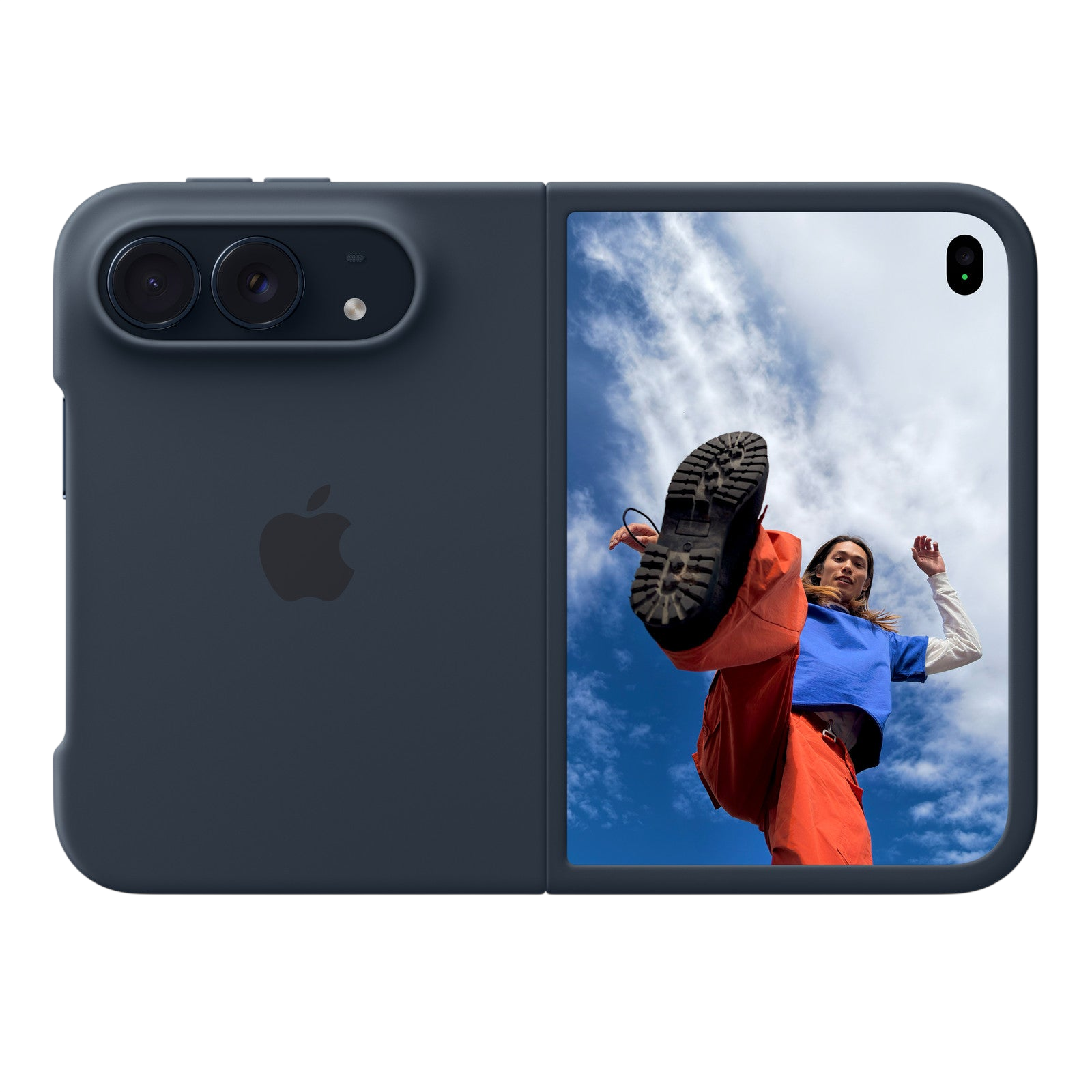 Apple iPhone Duo Case in Navy Blue, unfolded back exterior 