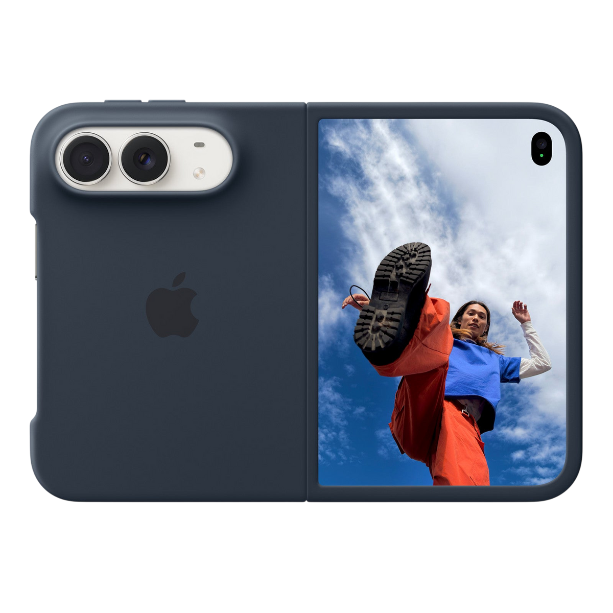Apple iPhone Duo Case in Navy Blue on iPhone Duo in Star White 