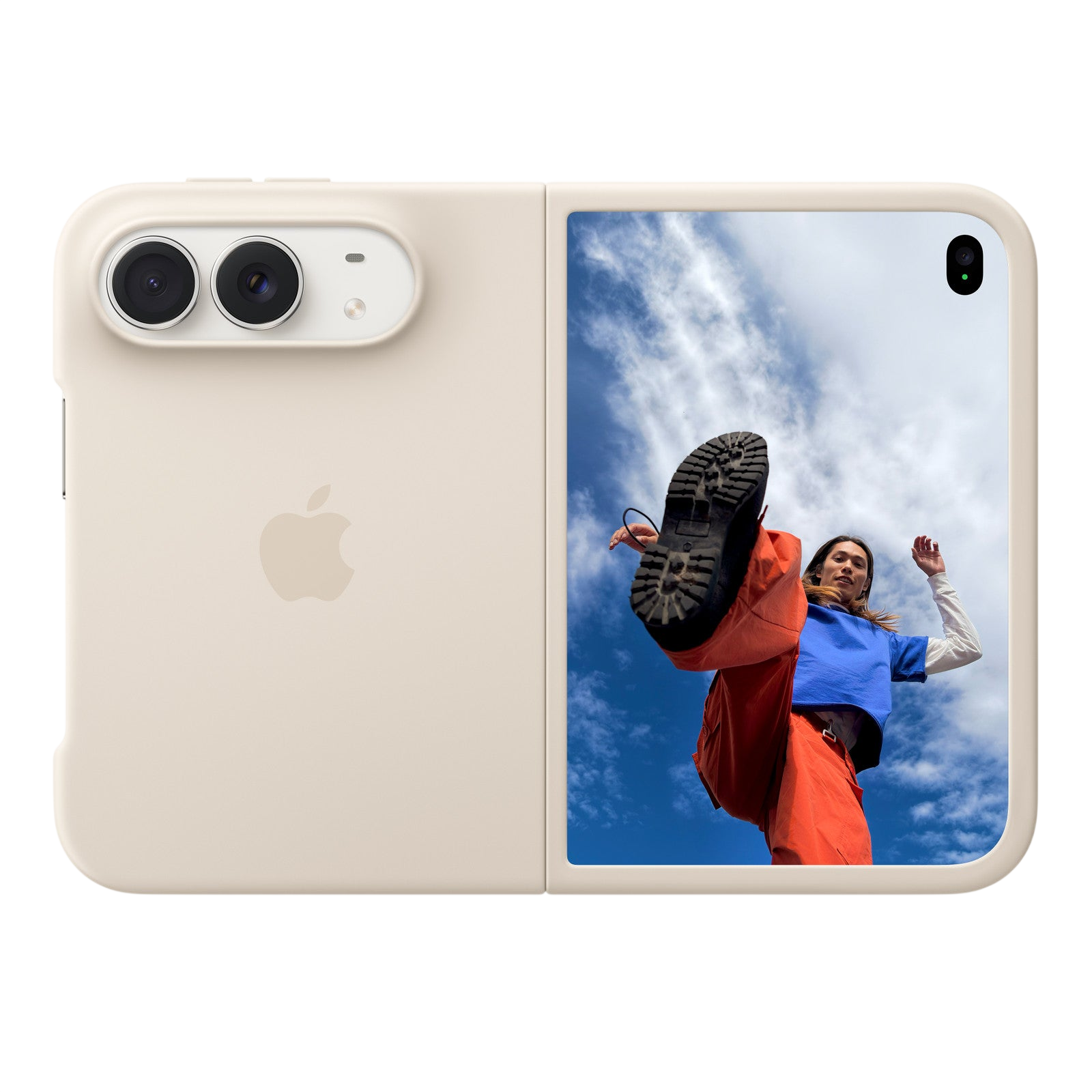 Apple iPhone Duo Case in Sand, unfolded back exterior 