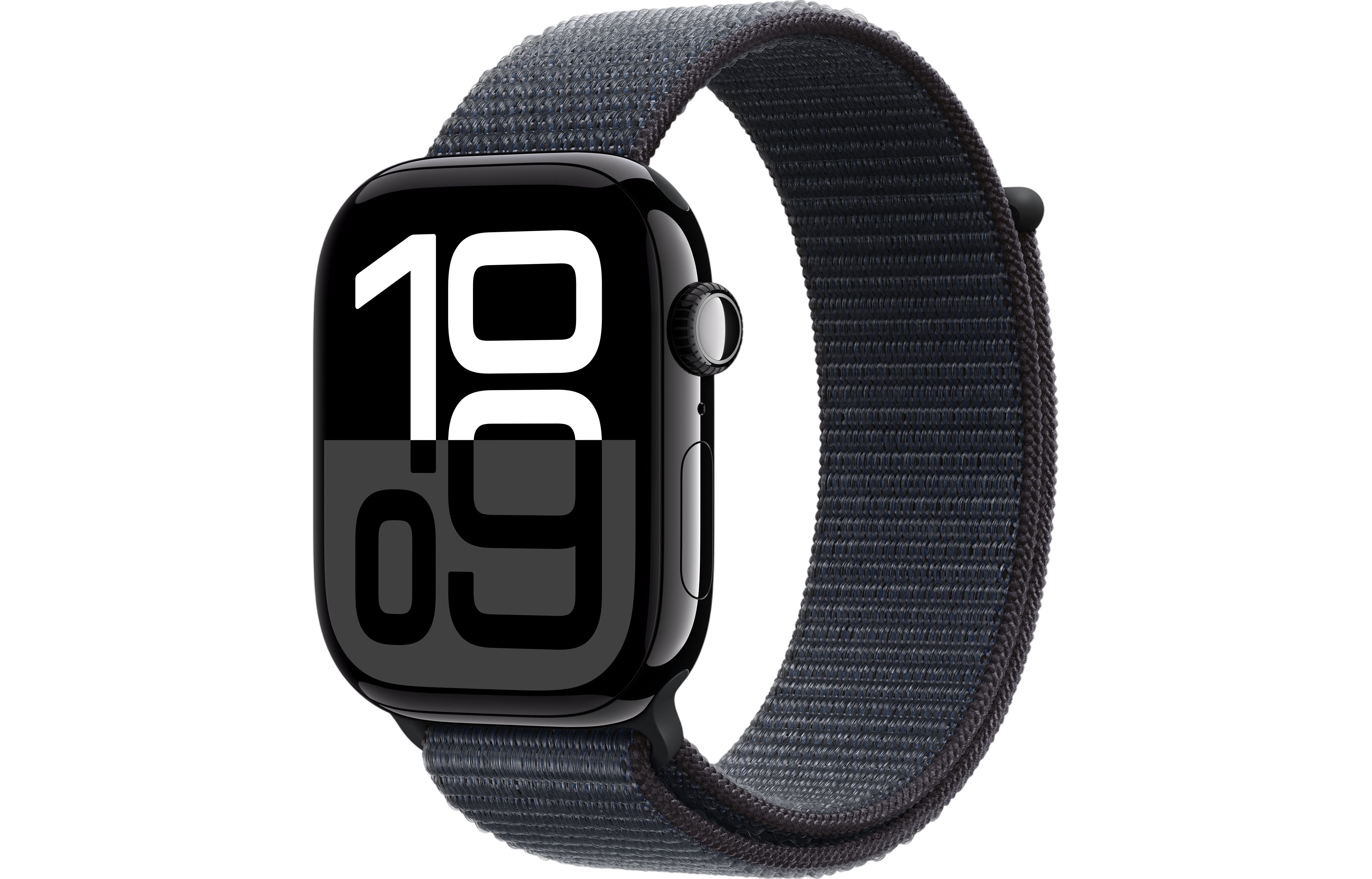 Apple Watch Series 10 GPS Jet Black Aluminium Case 46mm Sport Loop  (One Size)