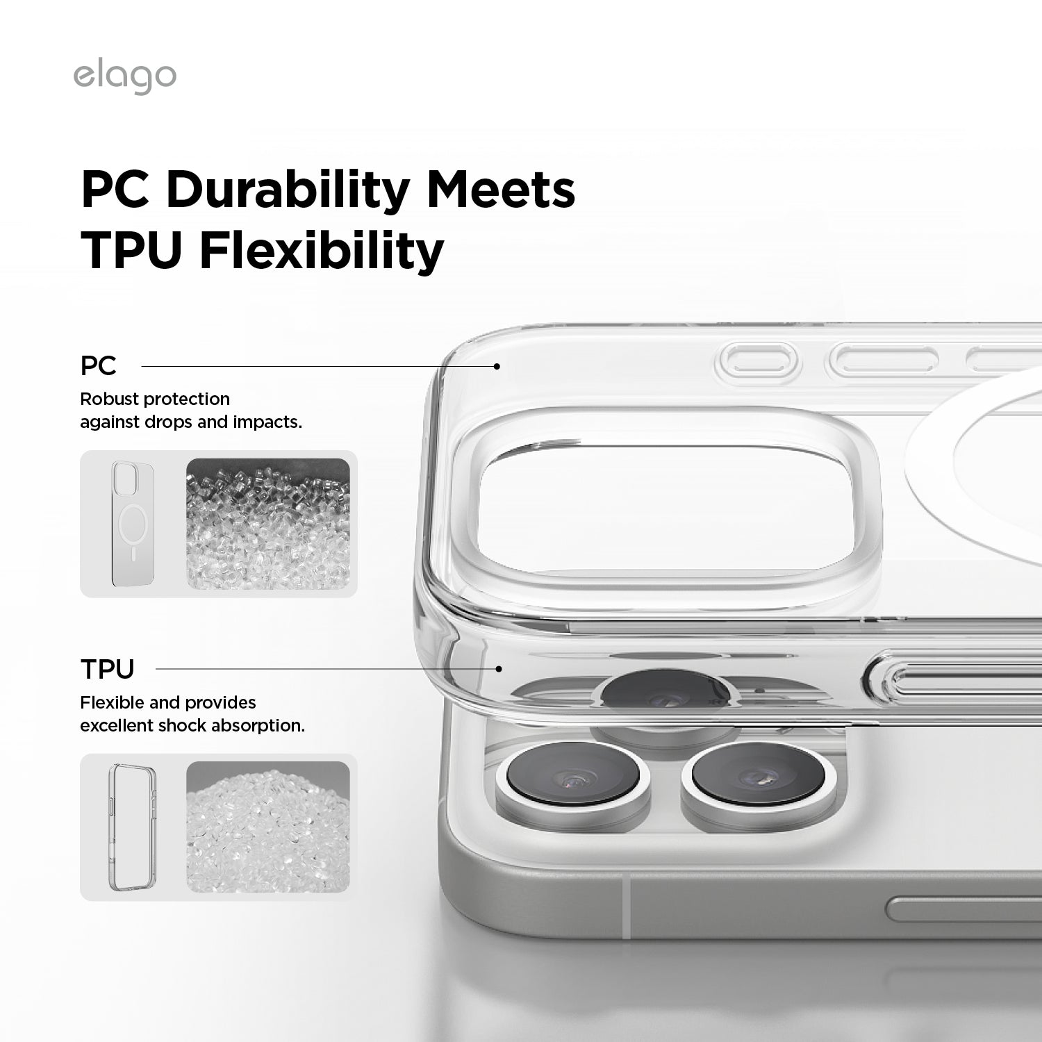 Elago MagSafe Hybrid Clear Case لهاتف iPhone 16 Pro Max