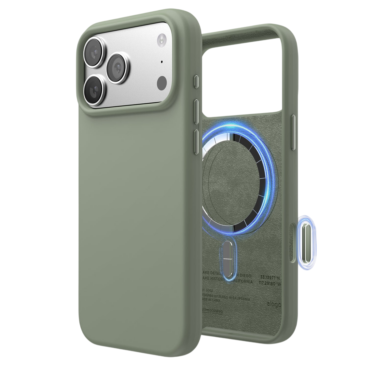 Elago Mag Silicone Case for iPhone 17 Pro Max / iPhone 18 Pro Max - Khaki Green 