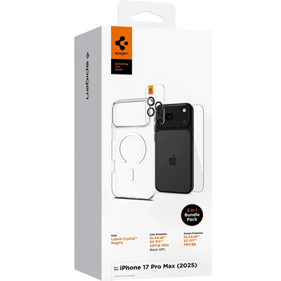 Spigen MagSafe Clear Case With Screen Protector And Lens Protector Transparent Bundle for iPhone 17 Pro Max