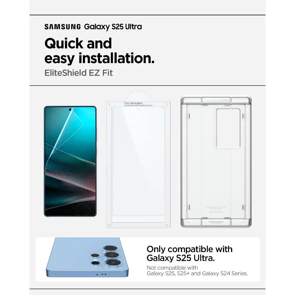 حامي الشاشة Spigen EliteShield EZ Fit HD [عبوة واحدة] لجهاز Samsung S25 Ultra - شفاف
