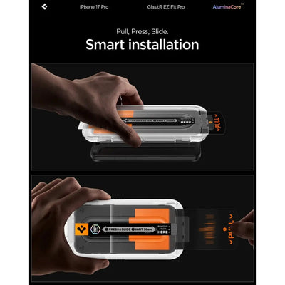 Spigen واقي شاشة الخصوصية Glas.tR EZ Fit Pro HD لهاتف iPhone 17 Pro [عبوة واحدة]