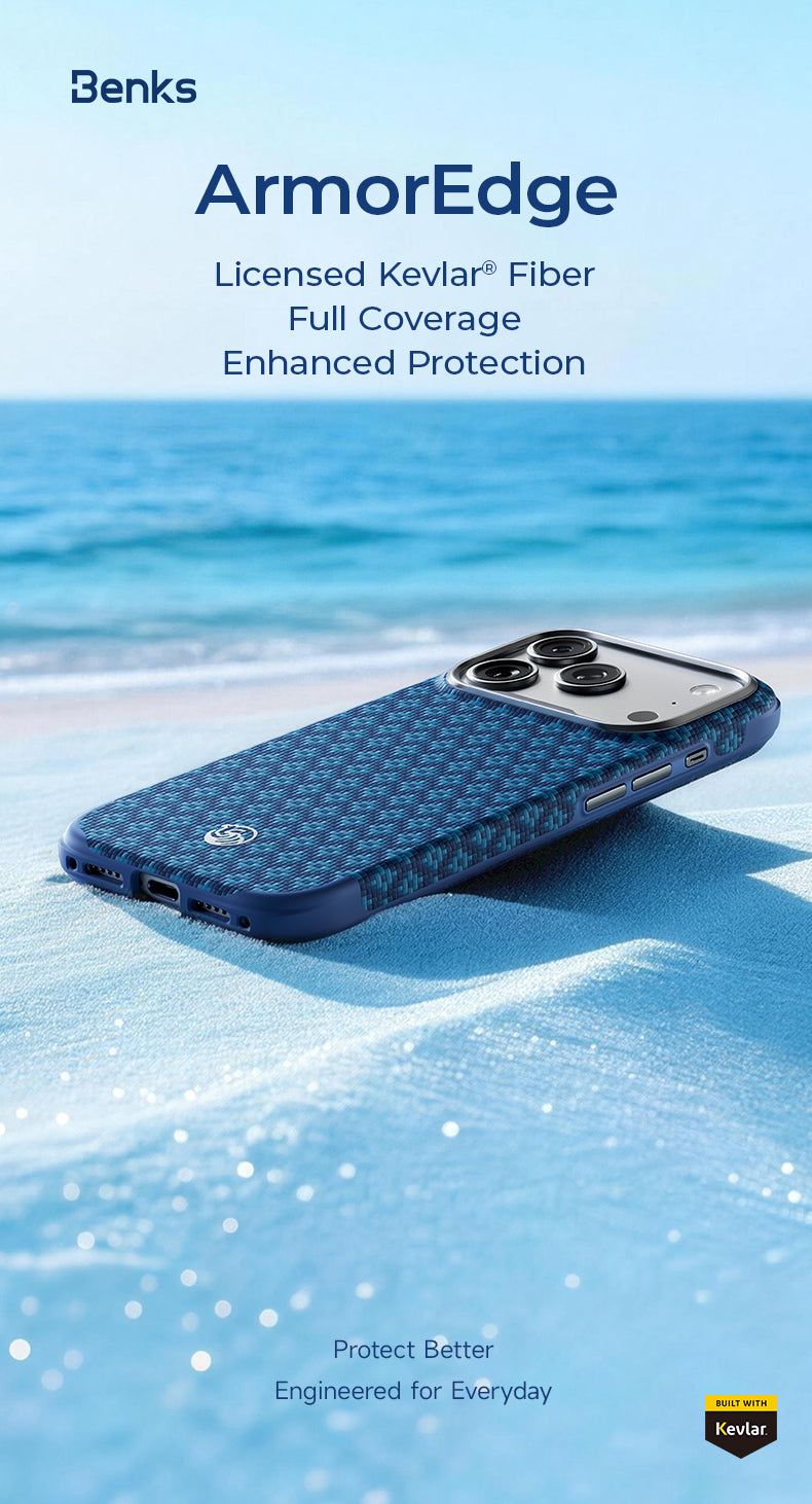 Benks ArmorGrid Edge X9 Case built with Kevlar® for iPhone 18 Pro / 18 Pro Max - Beyond Blue features 