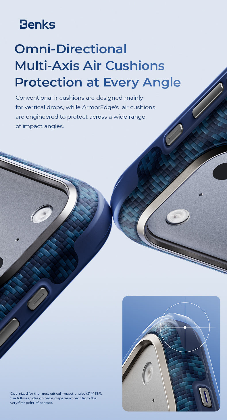 Benks ArmorGrid Edge X9 Case built with Kevlar® for iPhone 18 Pro / 18 Pro Max - Beyond Blue features 