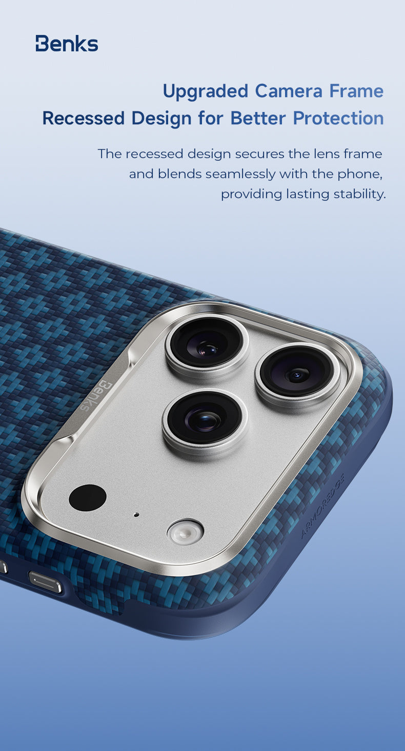 Benks ArmorGrid Edge X9 Case built with Kevlar® for iPhone 18 Pro / 18 Pro Max - Beyond Blue features 