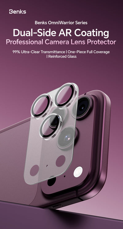 Benks OmniWarrior Integrated Lens Protector for iPhone 18 Pro / 18 Pro Max - Transparent AR lens protector features