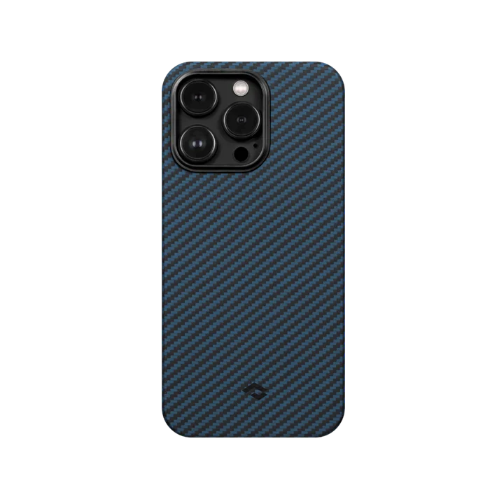 Pitaka iPhone 15 Pro MagEZ Case 4 - 1500D أسود/أزرق (نسيج قطني طويل)