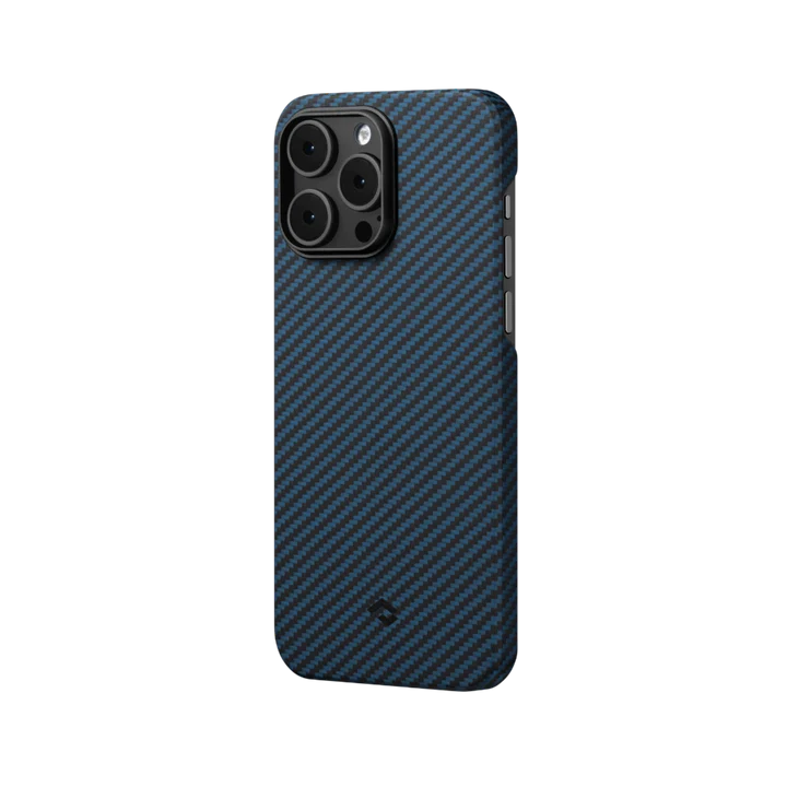 Pitaka iPhone 15 Pro Max MagEZ Case 4 - 1500D أسود/أزرق (نسيج قطني طويل)