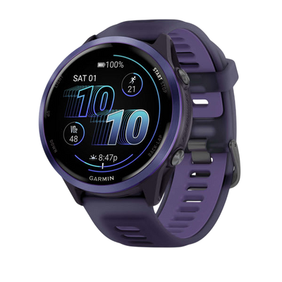 Garmin Forerunner 570 AMOLED GPS Running Smartwatch - Slate Gray Aluminium with Translucent Black Band - 47mm Indigo 