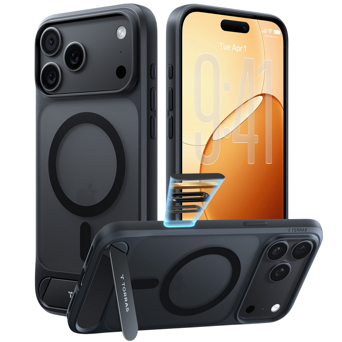 Torras Ostand L1 Case for iPhone 17 Pro / iPhone 18 Pro - Black 