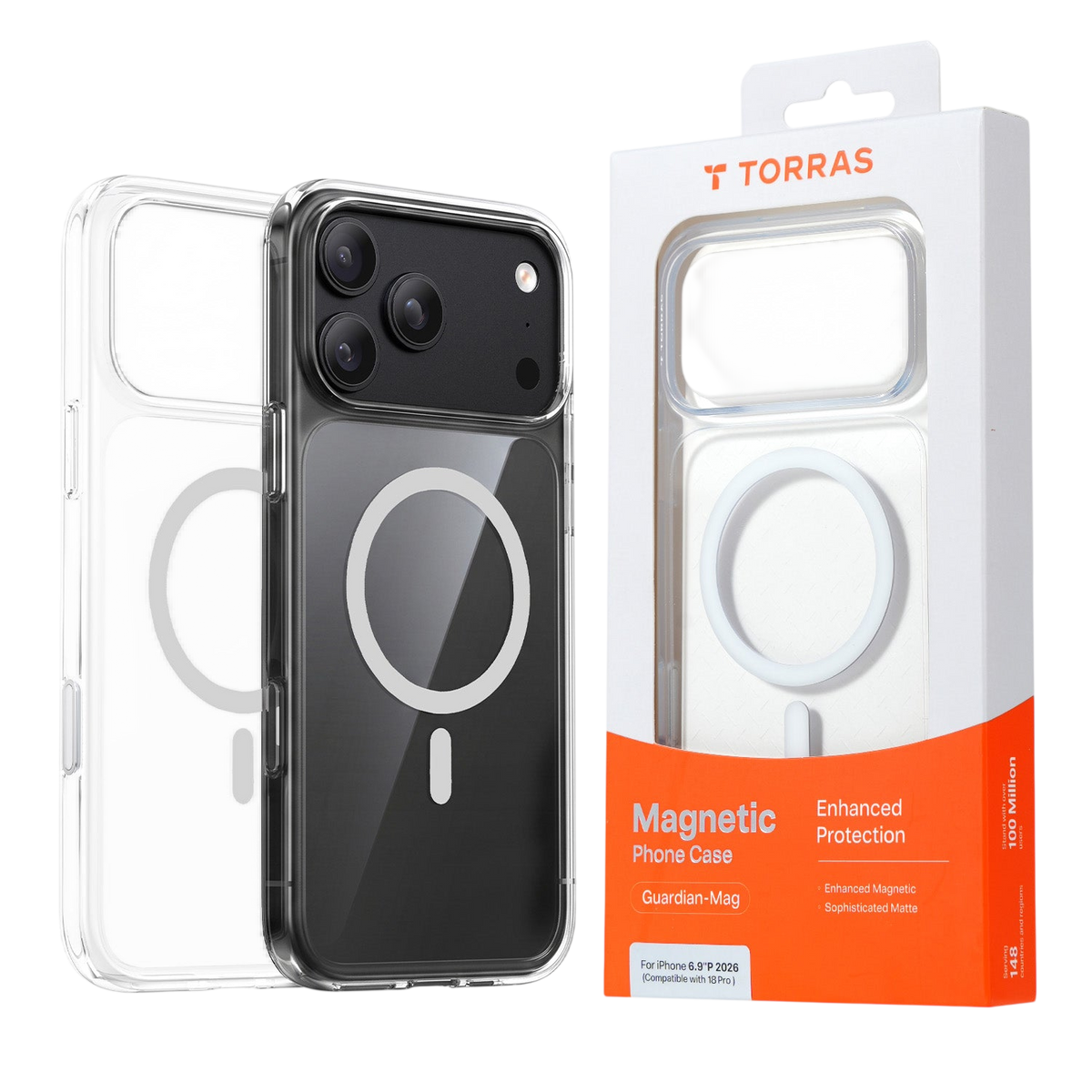 Torras Guardian-Mag Case for iPhone 17 Pro Max / iPhone 18 Pro Max - Clear 