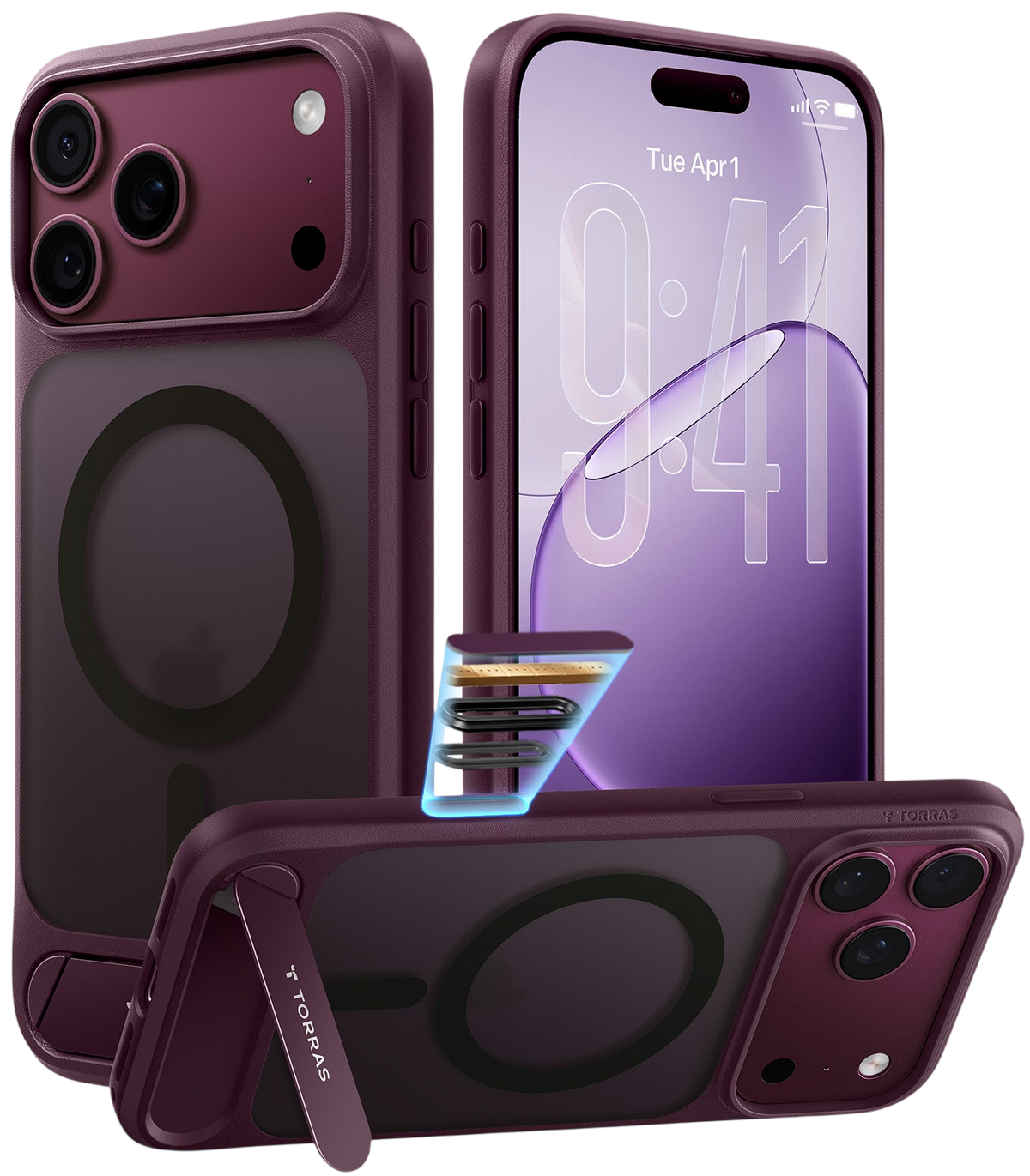 Torras Ostand L1 Case for iPhone 17 Pro / iPhone 18 Pro - Purple 