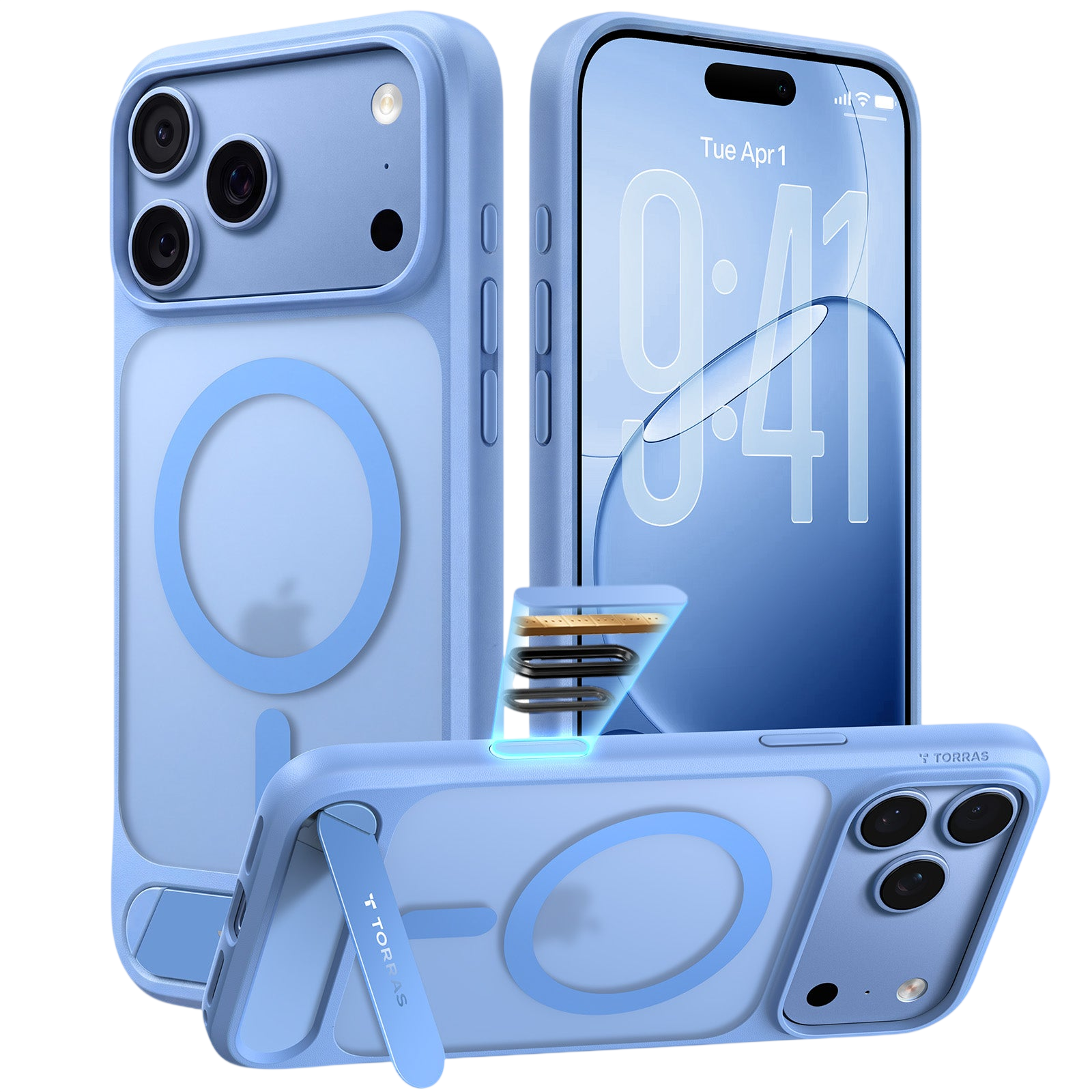 Torras Ostand L1 Case for iPhone 17 Pro / iPhone 18 Pro - Blue 