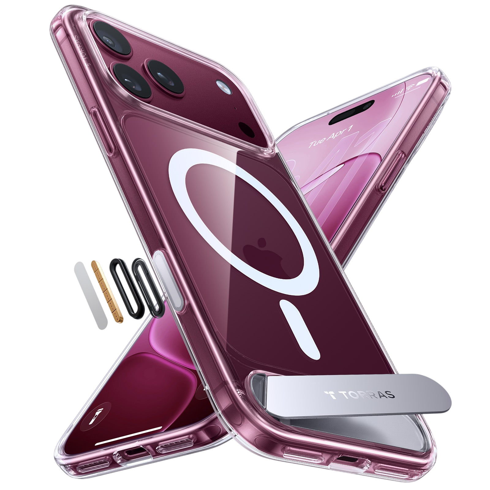 Torras Ostand L1 Case for iPhone 17 Pro / iPhone 18 Pro - Clear 