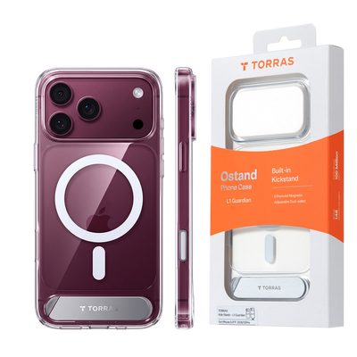 Torras Ostand L1 Case for iPhone 17 Pro / iPhone 18 Pro - Clear 