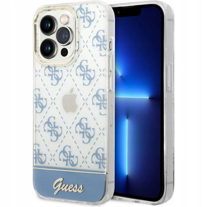 Guess Pattern Script Collection Hard Case Cover for iPhone 14 Pro Max - Blue