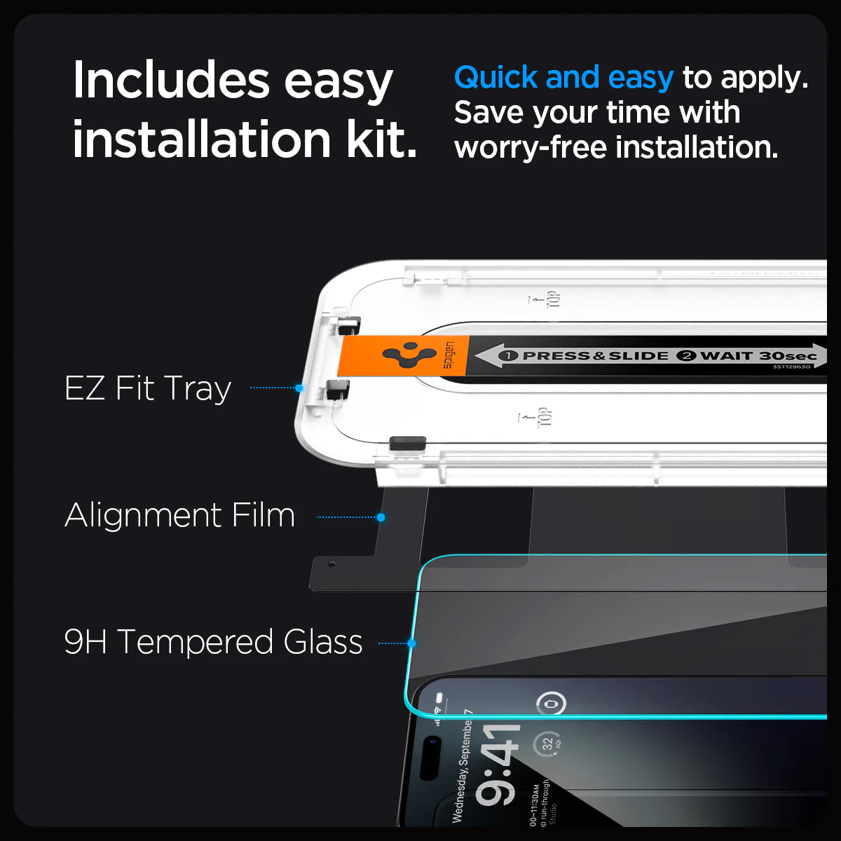 Spigen iPhone 15 Pro Screen Protector EZ FIT GLAS.tR - 2 Pack