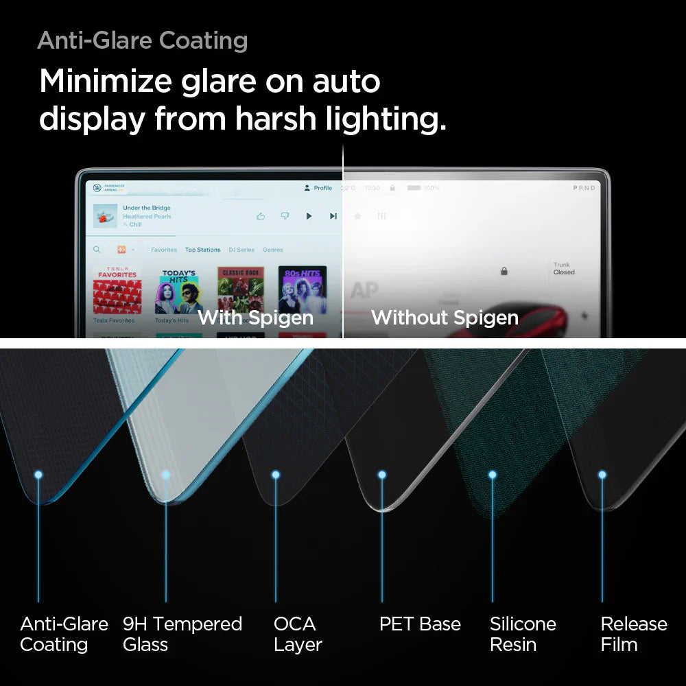 Spigen Tempered Glass Spigen Tesla tR Slim Anti Glare Screen Protector (Rear Display) 1 Pack - Tesla Model 3 (2025/2024) - Y (2025)