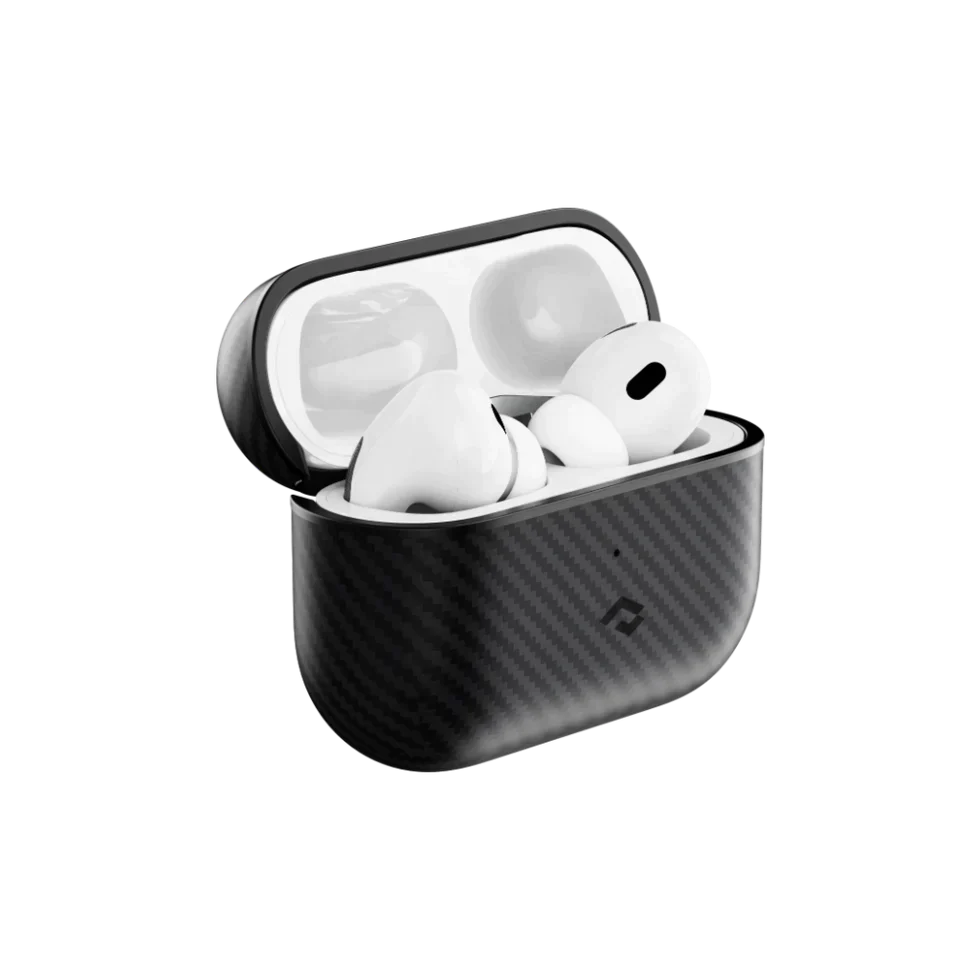 حافظة Pitaka MagEZ لسماعات AirPods Pro 2 - نسيج قطني أسود/رمادي