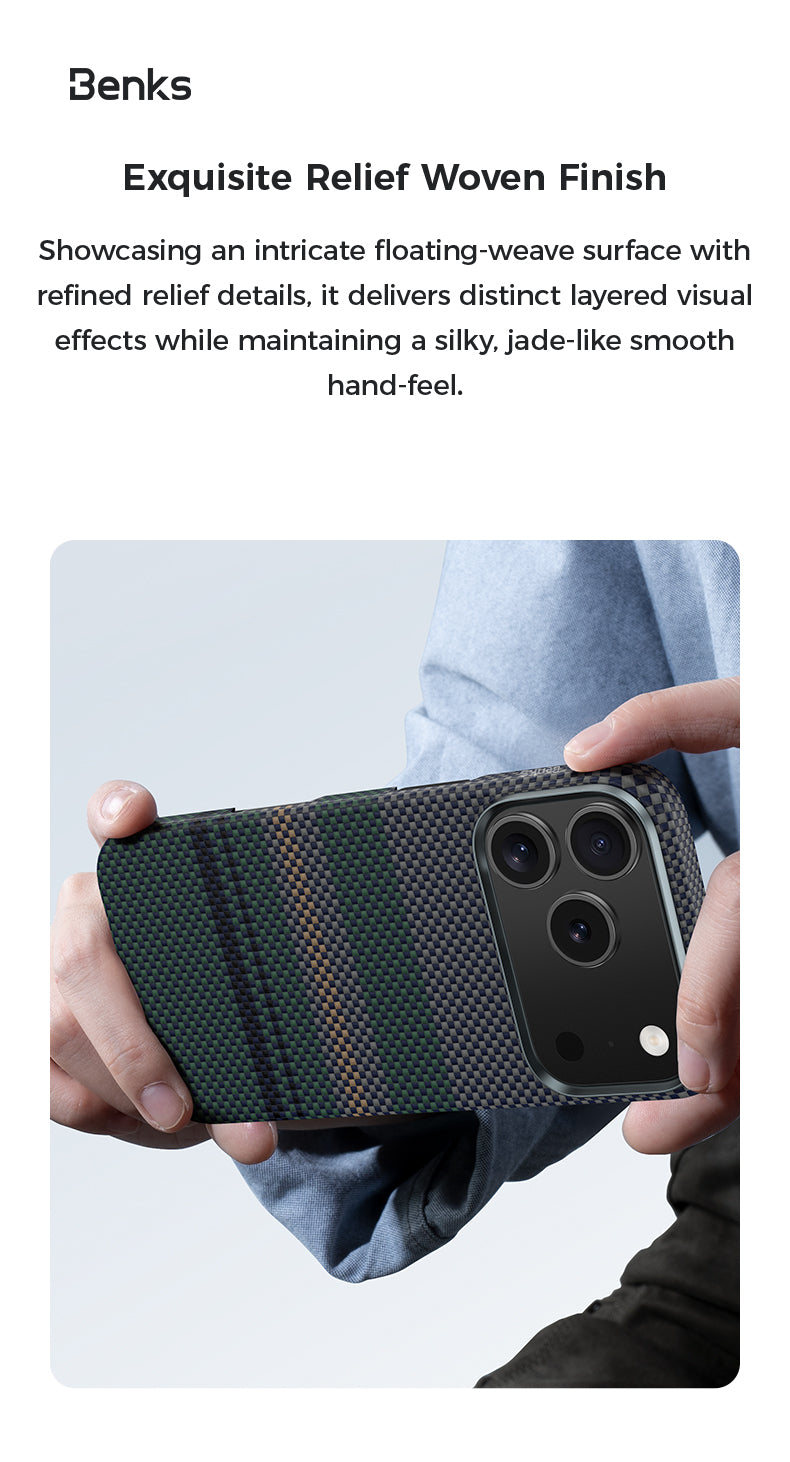 Benks Aurora ArmorAir Case built with Kevlar® for iPhone 17 Pro / Pro Max / Air - features