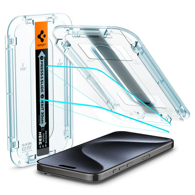 Spigen iPhone 15 Pro Screen Protector EZ FIT GLAS.tR - 2 Pack