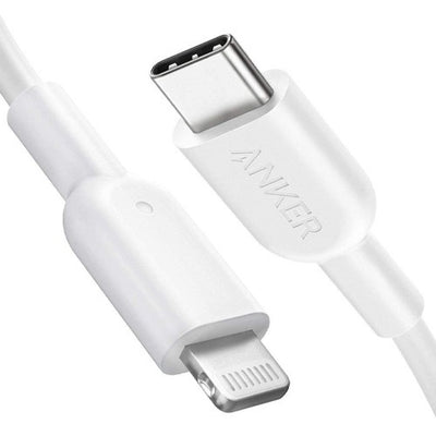 كابل أنكر باورلاين III USB-C إلى لايتنينغ 1.8م أبيض مع ضمان رسمي لمدة 18 شهرًا