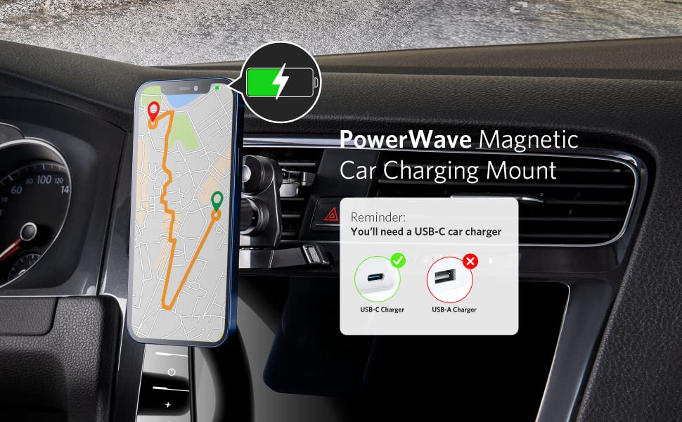 Anker PowerWave Magnetic Charging Car Mount ، أسود + أبيض مع ضمان رسمي لمدة 18 شهرًا