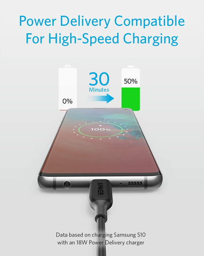 كابل Anker PowerLine III USB-C إلى USB-C بقوة 60W - أسود مع ضمان رسمي لمدة 18 شهراً