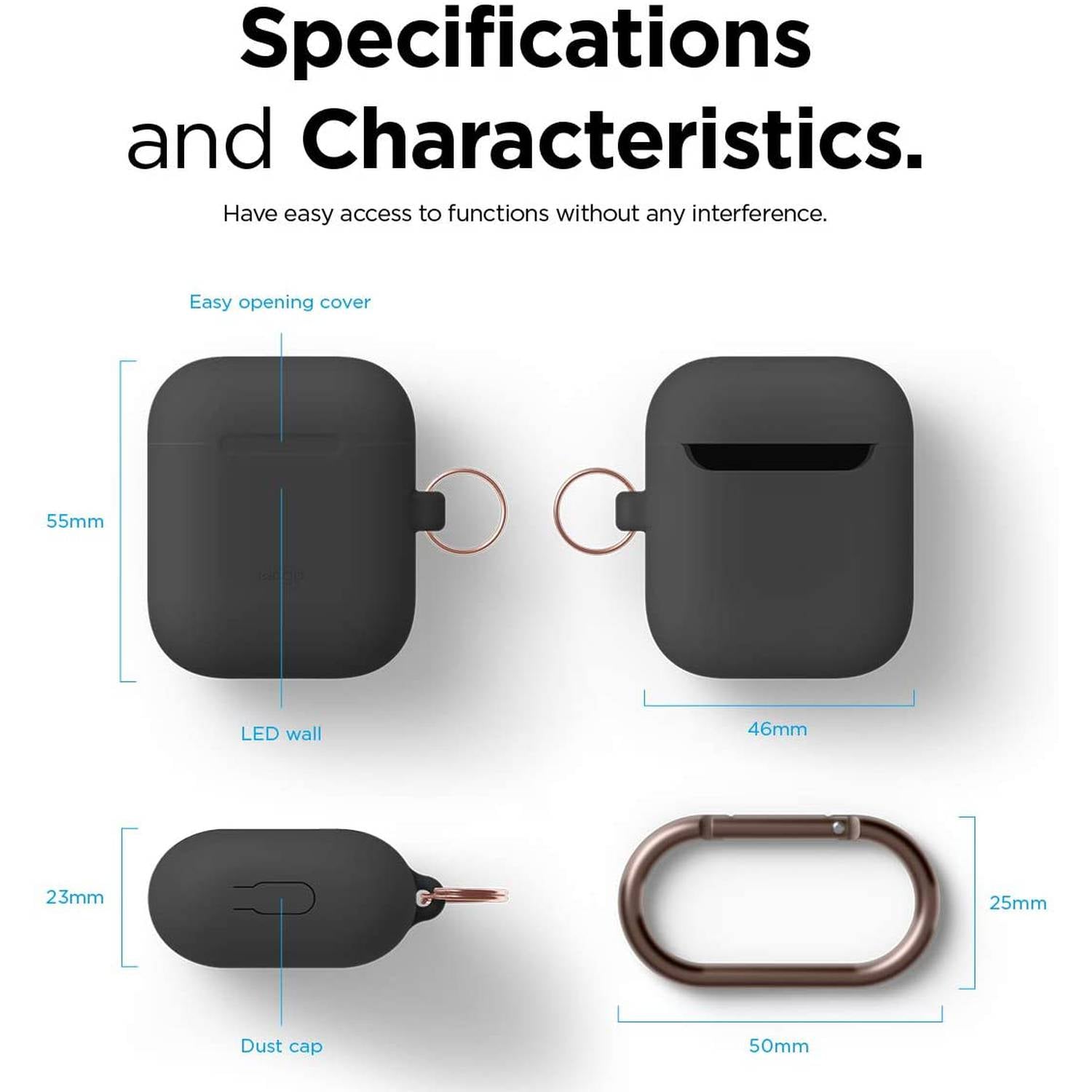 غطاء Elago Skinny Hang Case متوافق مع أجهزة Apple AirPods 1 & 2 Generation