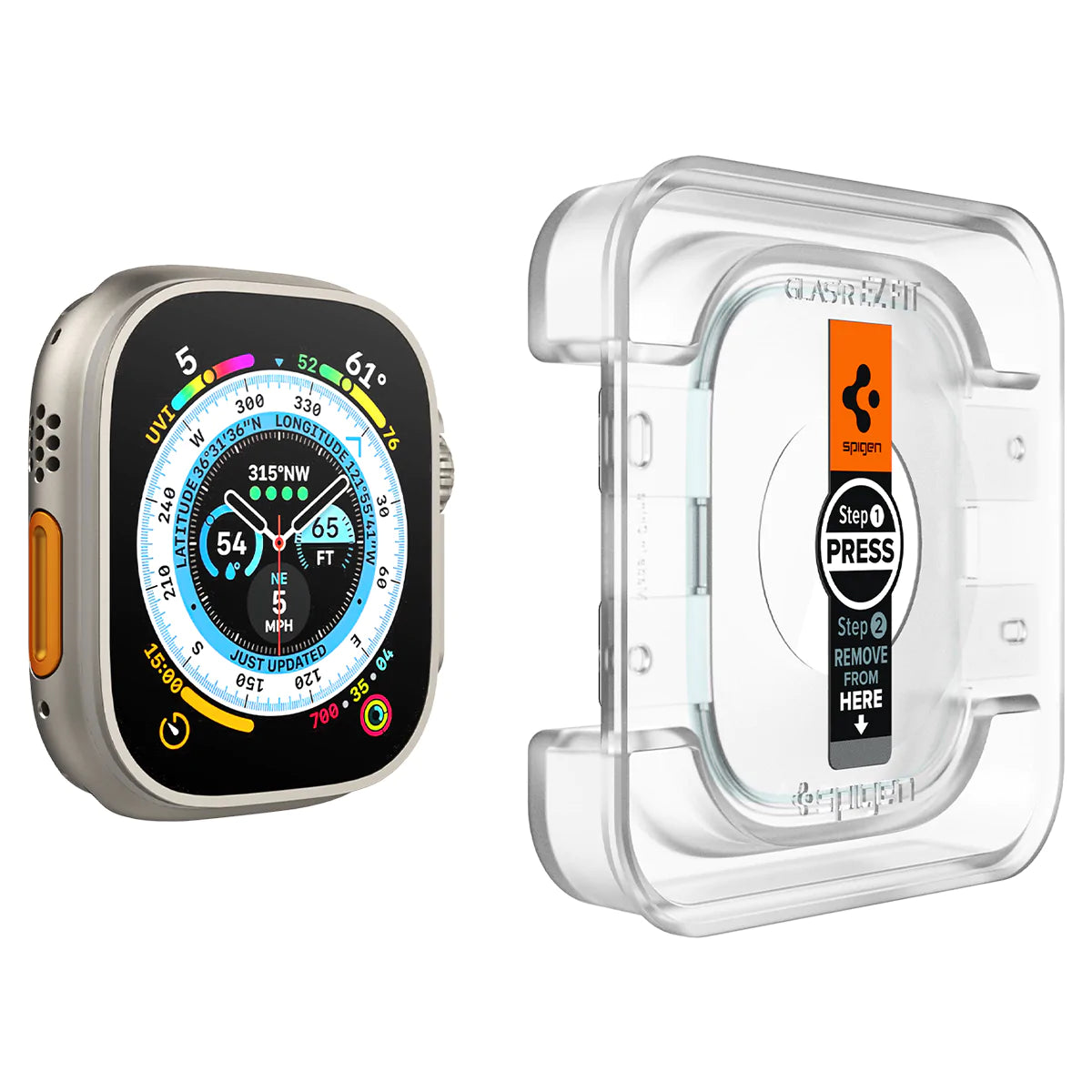 Spigen Apple Watch Ultra 2 / Ultra 1 (49 ملم) واقي شاشة EZ FIT Glas.tR - عبوتان