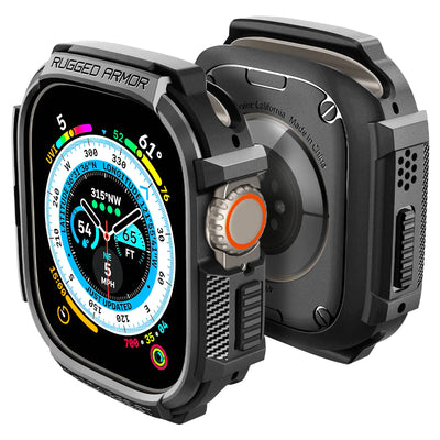 حافظة Spigen Rugged Armor لـ Apple Watch Ultra 2 / Ultra 1 (49مم) - أسود غير لامع