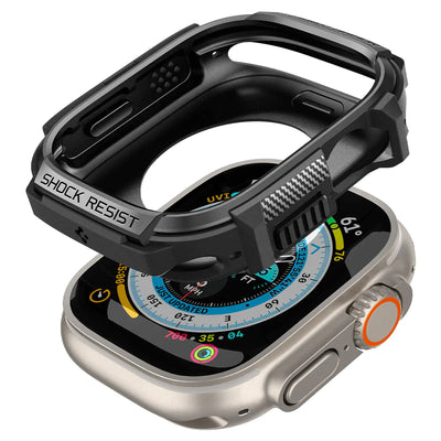 حافظة Spigen Rugged Armor لـ Apple Watch Ultra 2 / Ultra 1 (49مم) - أسود غير لامع