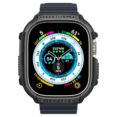 حافظة Spigen Rugged Armor لـ Apple Watch Ultra 2 / Ultra 1 (49مم) - أسود غير لامع