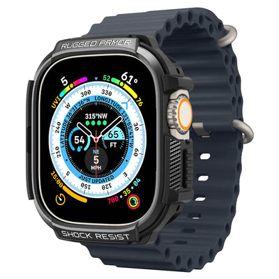 حافظة Spigen Rugged Armor لـ Apple Watch Ultra 2 / Ultra 1 (49مم) - أسود غير لامع