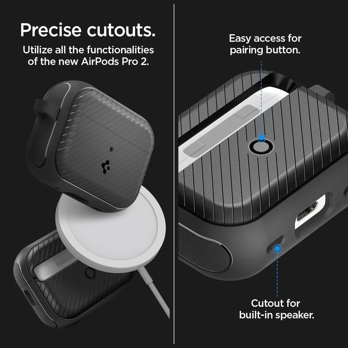 Spigen Mag Armor Case for Apple AirPods Pro 2 (MagFit) -  Matte Black