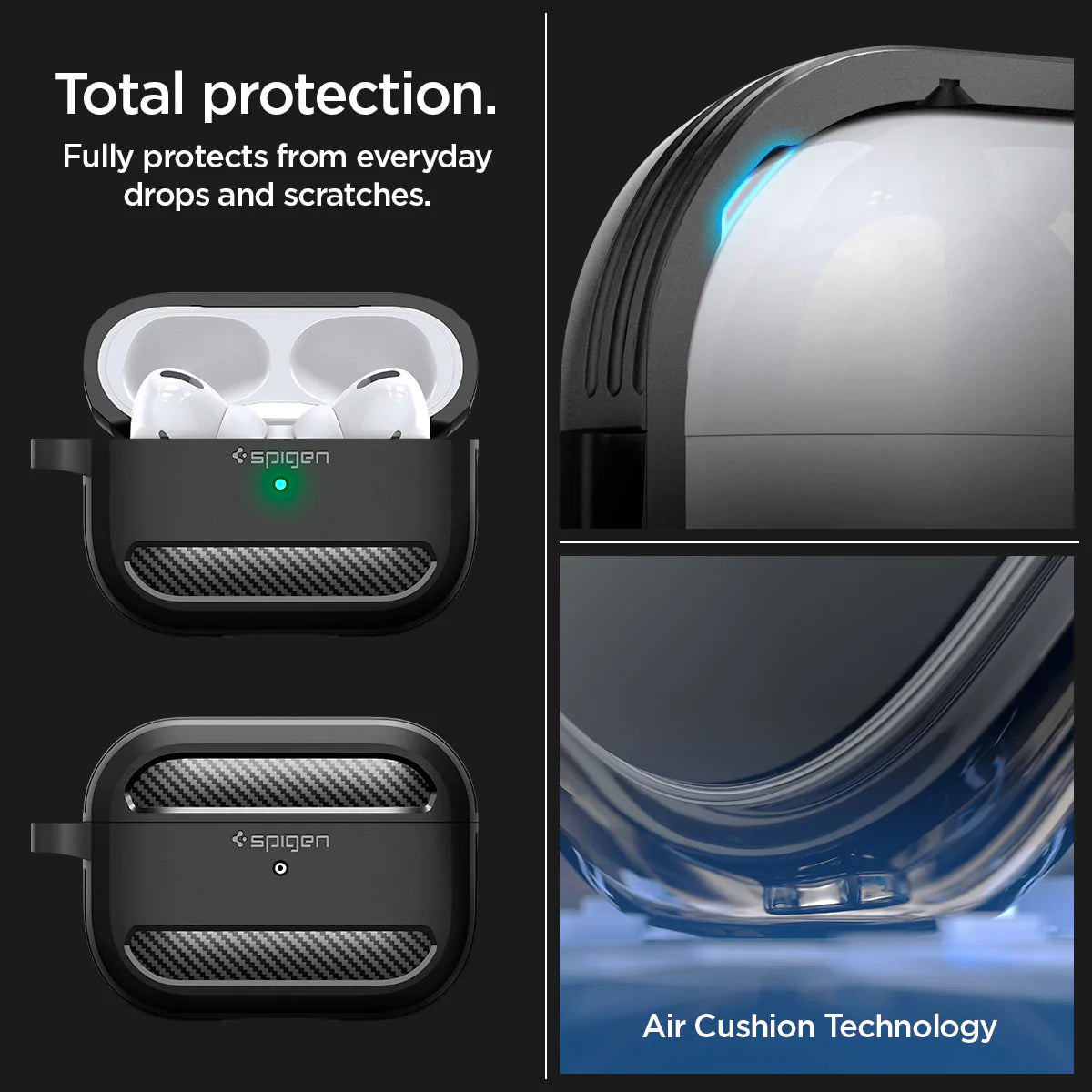 Spigen Rugged Armor Case for Apple AirPods Pro 2  -  Matte Black