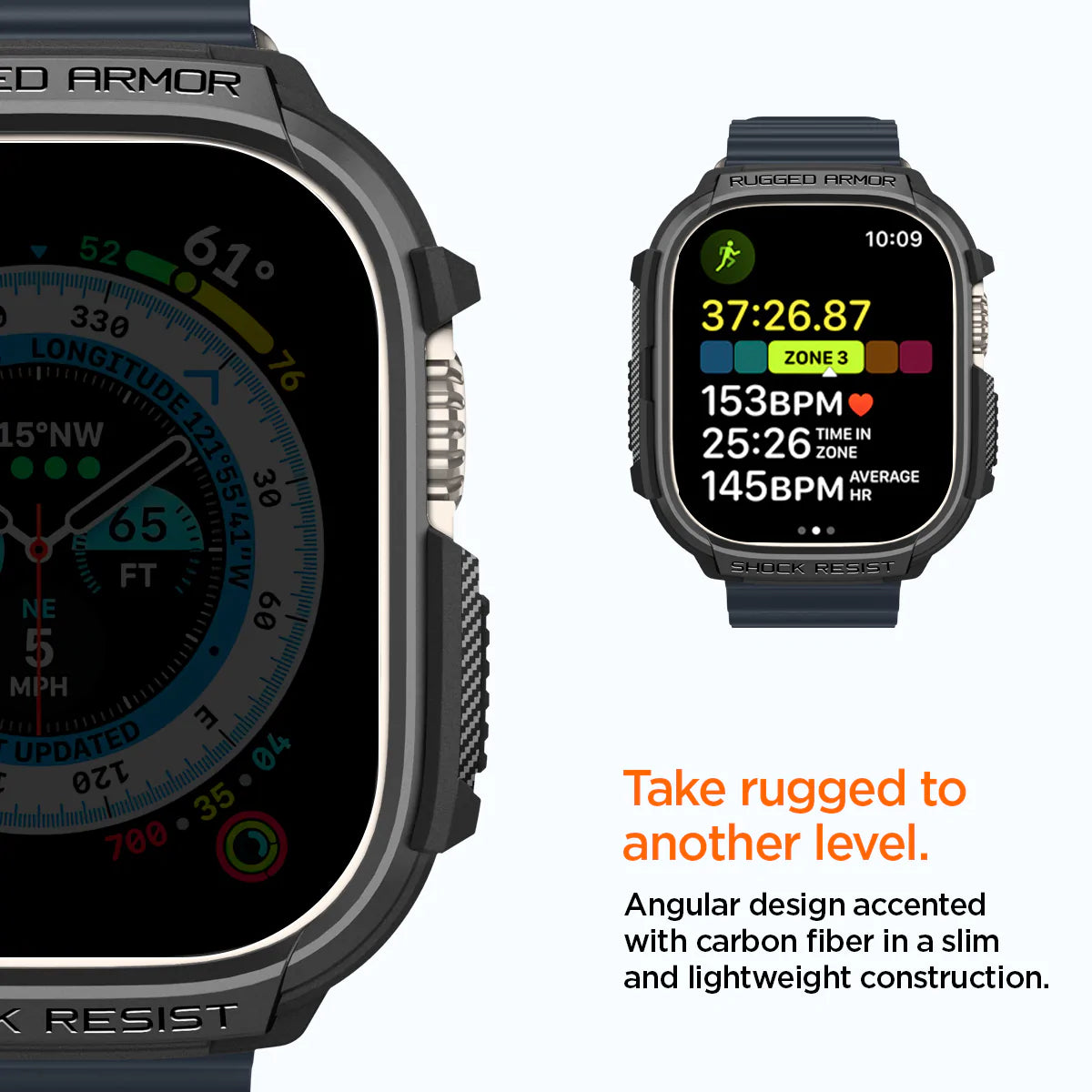 Spigen Rugged Armor Case for Apple Watch Ultra 2 / Ultra 1 (49mm) - Matte Black