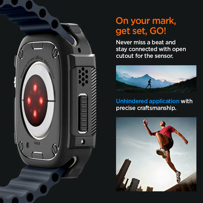 حافظة Spigen Rugged Armor لـ Apple Watch Ultra 2 / Ultra 1 (49مم) - أسود غير لامع