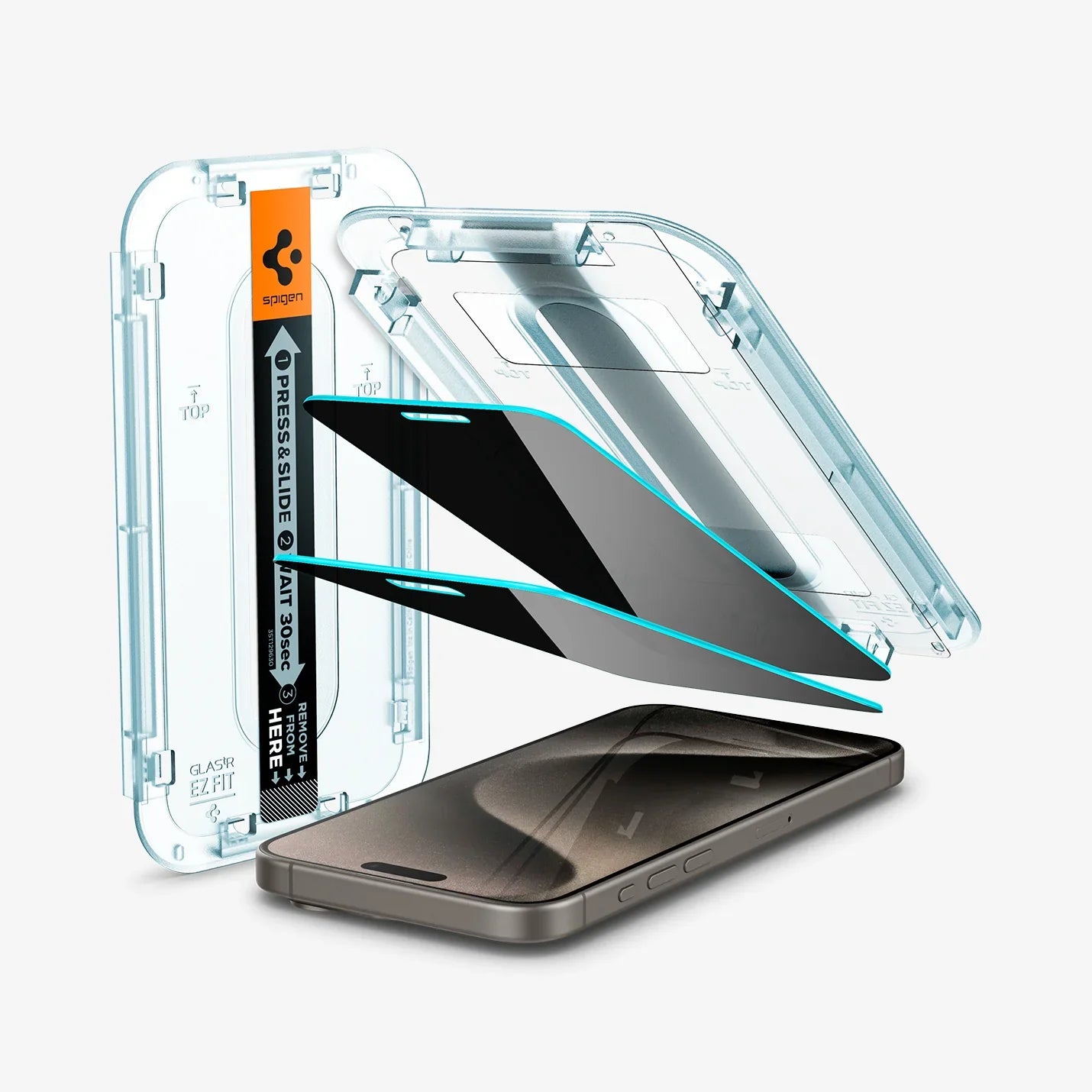 Spigen iPhone 15 Pro Max Screen Protector GLAS.tR EZ Fit | Privacy - 2 Pack